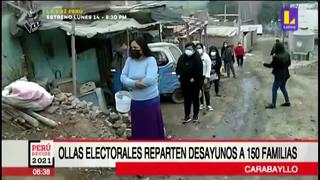 Carabayllo: Ollas electorales reparten desayuno a más de 100 familias