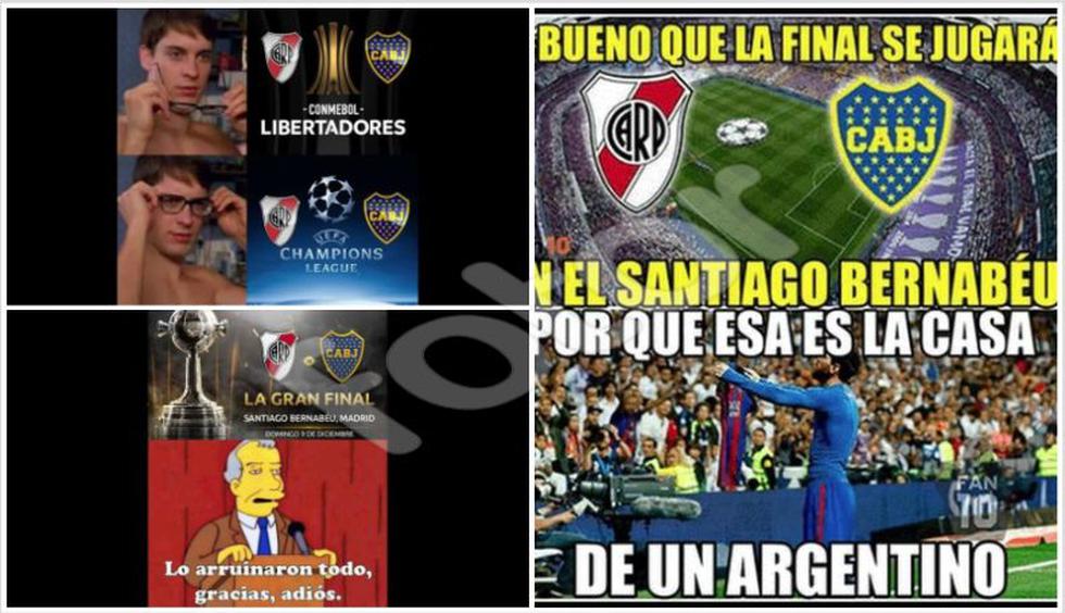Los mejores memes de la decisión de jugar la final River Plate vs. Boca Juniors, de la Copa Libertadores, en Madrid. (Foto: Facebook)