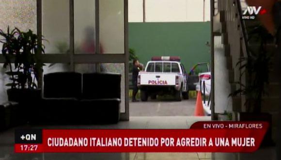 La víctima no perdió al bebé que lleva en su vientre. El extranjero permanece detenido en la comisaría de Miraflores. (Foto: ATV+)