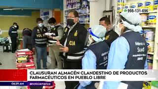 Policía clausuró almacén clandestino de productos farmacéuticos en Pueblo Libre