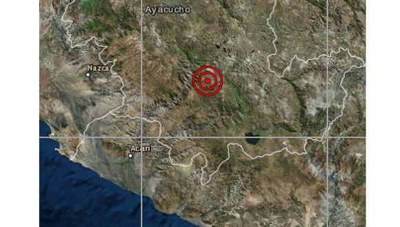 Un sismo de magnitud 4,8 se registró en Ayacucho, la tarde del viernes a las 17:04 horas. (Foto: IGP)