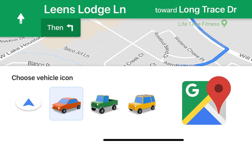 La popular app pronto te permitirá cambiar la tradicional flecha de navegación azul por el ícono de un auto. (Google Maps)