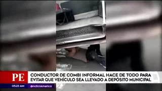 Chofer se metió debajo de una combi para evitar que se lleven el vehículo al depósito