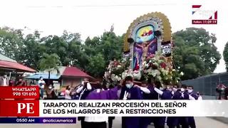 Tarapoto: realizan procesión del Señor de los Milagros pese a restricciones por COVID-19 