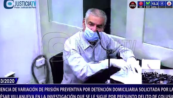 César Villanueva cumple prisión preventiva mientras es investigado por recibir presunto dinero ilícito de la empresa Odebrecht. (Captura Justicia TV)