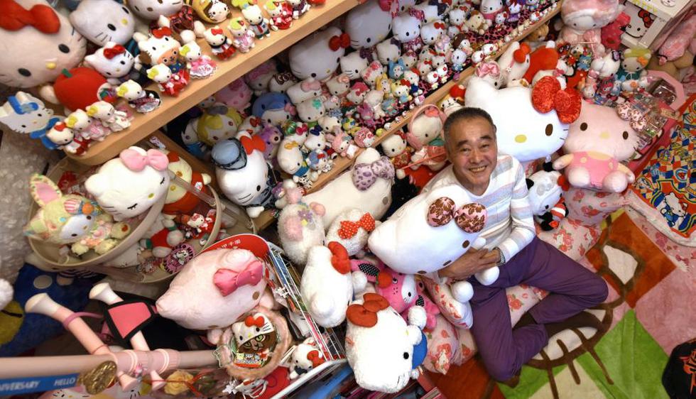 “Kitty es, de alguna manera, el amor de mi vida”, reconoció Masao Gunji, quien posee la mayor colección de Hello Kitty. (AFP)