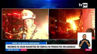 Se registra incendio de gran magnitud en una fábrica de productos inflamables en SJL