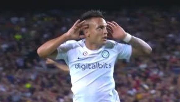 Gol de Lautaro Martínez para el 2-1 de Inter vs. Barcelona. (Captura: ESPN)