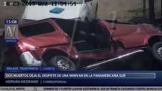 Cañete: dos personas mueren tras despiste de minivan en la Panamericana Sur 