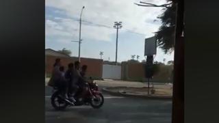 Imprudencia en las pistas de Piura: Cinco personas viajan en una misma moto lineal [VIDEO]