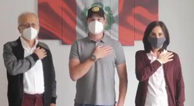 George Forsyth presenta a Patricia Arévalo y Jorge Chávez, integrantes de su plancha presidencial. (Captura Twitter)