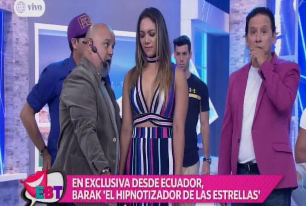 La bailarina 'Chabelita' fue hipnotizada y causó revuelo con sus declaraciones sobre su romance con el cantante de cumbia. (Captura de TV)