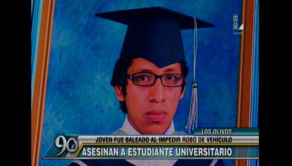 Erick Jorge Castro Velásquez fue asesinado de un balazo en la cabeza al intentar frustrar robo de camioneta. (Captura de TV)