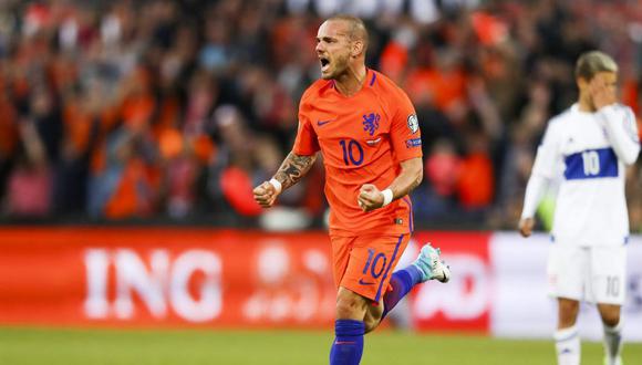 Wesley Sneijder su partido 134 con Holanda (Foto: AFP).
