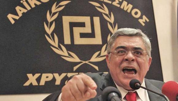 Nikolaos Mijaloliakos, presidente del partido Amanecer Dorado. (The Independent)