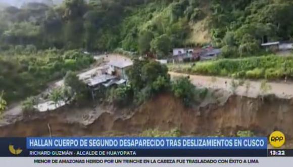 Hallan cuerpo de segundo desaparecido tras deslizamientos en Cusco. (Foto: RPP Noticias)