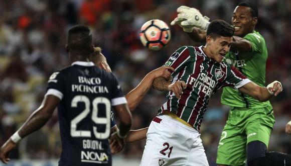 Fluminense goleó 4-0 a la Universidad Católica de Ecuador en el Maracaná, escenario donde se desarrolló el duelo de ida entre amos equipos. (EFE)