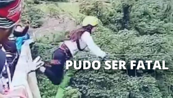 Bolivia: Joven se estrella en el suelo tras fallido 'puenting'. (Captura)