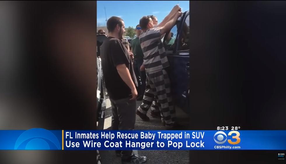Unos presos salvan a una bebé que quedó encerrada en una camioneta. Ocurrió en Florida, EE.UU. (Facebook)