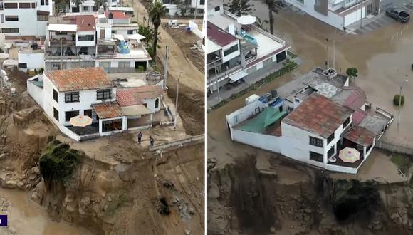 Punta Hermosa: Vivienda se encuentra a punto de caerse debido al huaico. (Foto: Difusión)
