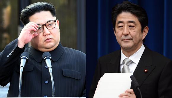 El comunicado publicado por la agencia estatal de noticias KCNA. En la imagen, Kim Jong-un y Shinzo Abe. (Foto: AFP)