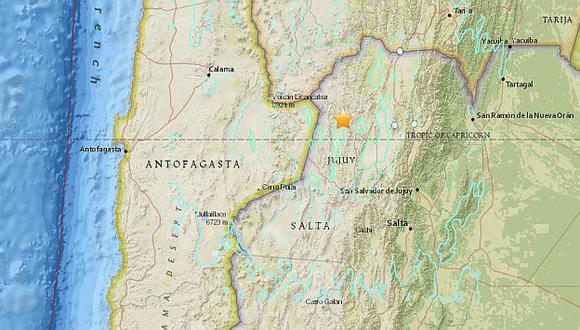 Epicentro del sismo en la frontera Chile-Argentina. (USGS)