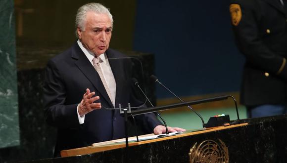 El mandatario de Brasil, Michel Temer, durante su discurso en la&nbsp;Asamblea General de la ONU. (Foto: AFP)