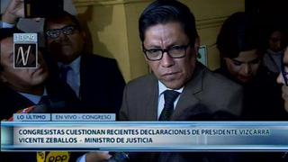 Vicente Zeballos niega que declaraciones de Martín Vizcarra sean una amenaza