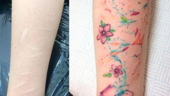 La tatuadora que ayuda a olvidar autolesiones inflingidas en la adolescencia. (Twitter:weeednesday)