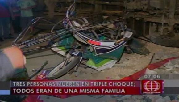 Seis personas murieron en dos choques registrados en Comas y Cañete. (Captura de TV)
