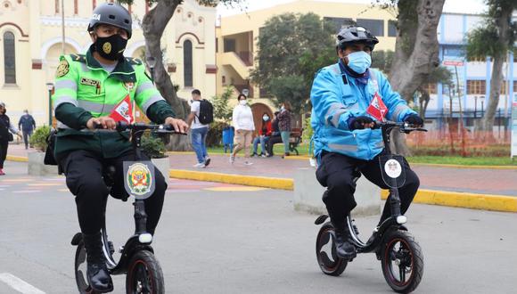 Policías y serenos patrullaran en bicicletas eléctricas las calles del distrito de Magdalena del Mar. (Foto:Municipalidad de Magdalena del Mar)