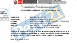 Boluarte con suerte: Servir anula decisión del Reniec de negarle licencia de 5 años