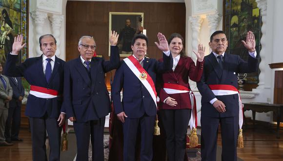 El presidente Pedro Castillo tomó juramento a nuevos ministros de Defensa, de la Mujer y Ambiente en Palacio de Gobierno. (Foto: Presidencia)