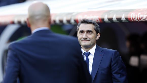 Valverde no considera el triunfo 'culé' como una victoria suya frente al francés Zinedine Zidane, técnico del Real Madrid. (AP)