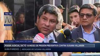 Abogado de Susana Villarán: "Nos parece una resolución ilegal y contradictoria"