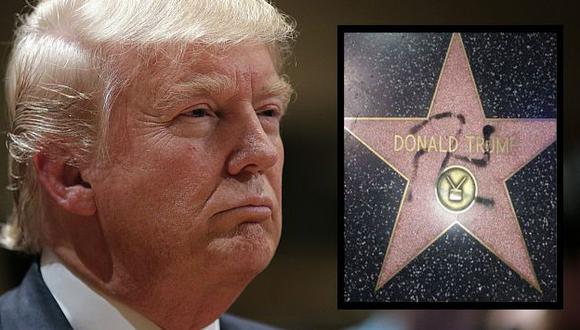 Donald Trump: Pintaron símbolo nazi sobre su estrella en el Paseo de la Fama. (Agencias)