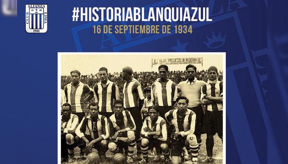 Alianza Lima, en 1934, derrotó a SPorting Tabaco y alcanzó récord histórico. (Twitter Alianza Lima)