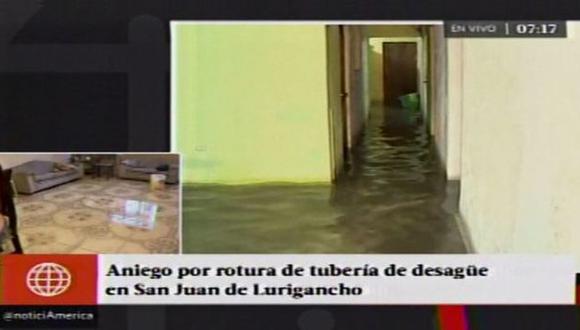 Vecinos de San Juan de Lurigancho fueron afectados por aniego. (Captura de TV)