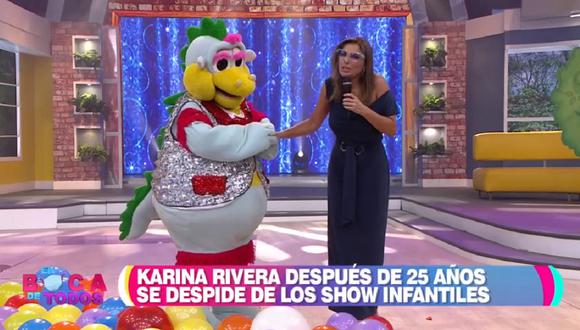 Karina Rivera y ‘Timoteo’ en el programa "En boca de todos". (Foto: Captura América TV)