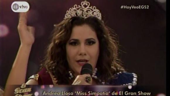 Andrea Llosa fue nombrada Miss simpatía en 'El gran show'. (América TV)