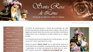Devotos podrán enviar sus deseos a Santa Rosa de Lima vía e-mail
