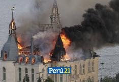 Ucrania: ‘Castillo de Harry Potter’ arde en llamas tras impacto de misil ruso (VIDEO)