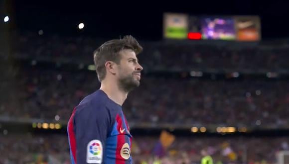 La gran ovación a Piqué en el Camp Nou. (Foto: captura ESPN)