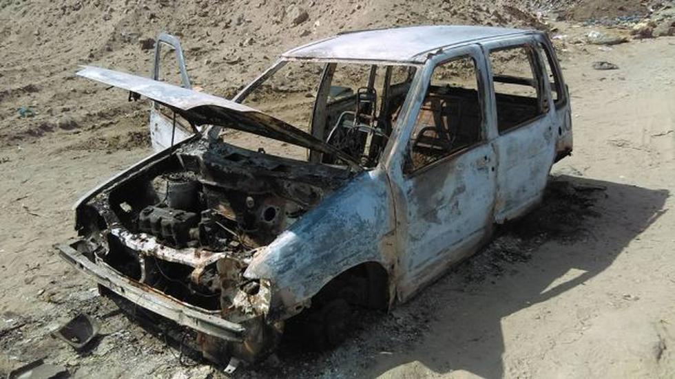 Taxi Tico fue incendiado por los extorsionadores en el distrito de El Porvenir, en Trujillo. Este había sido robado el 30 de abril.
