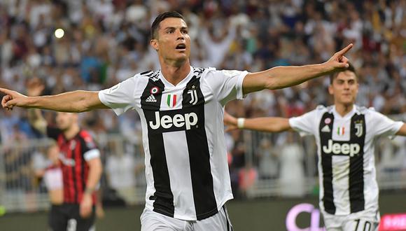 Cristiano Ronaldo apareció en el área para anotarle a Milan en la Supercopa de Italia. (Foto: AFP)