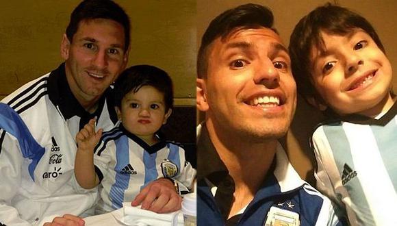 Sergio Agüero y Lionel Messi pasan tiempo con sus hijo. (Internet)