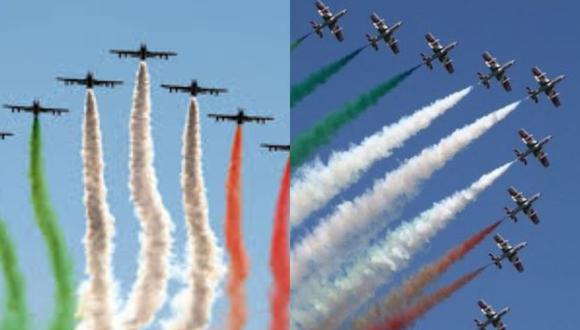 La emotiva maniobra de la Fuerza Aérea de Italia con la bandera de su país.
