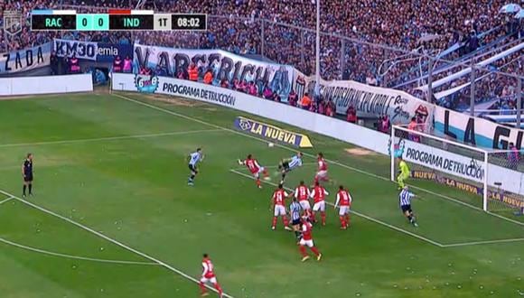 Gabriel Huache puso el 1-0 de Racing vs. Independiente. (Foto: Captura ESPN)