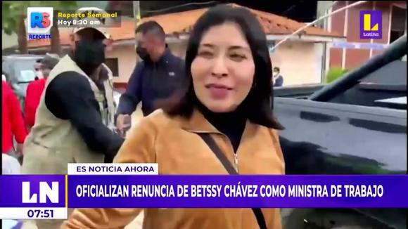 Official resignation of Betssy Chávez as Minister of Labor