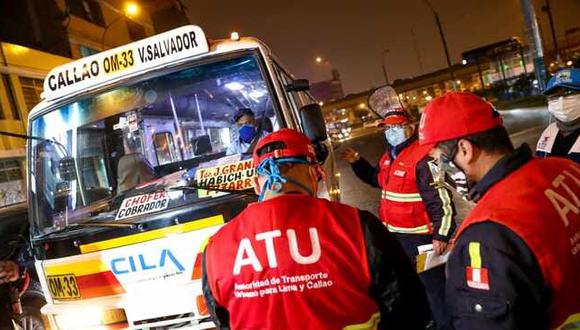 Desde la reactivación económica, la ATU ha realizado 249 acciones de fiscalización en 62 puntos de 25 distritos de Lima y Callao. (ATU)
